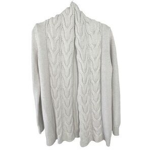 Banana Republic Italian Yarn Cable Knit Cardigan Sweater Light Gray Greige Small